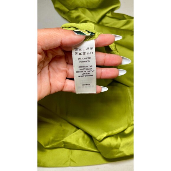 Rachel Zoe Lime Green Satin Button Down Blouse – Size L (NWT) - Picture 9 of 12